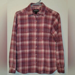 Women's size small Woolrich Pink Flannel button down shirt 100% cotton LOT C10